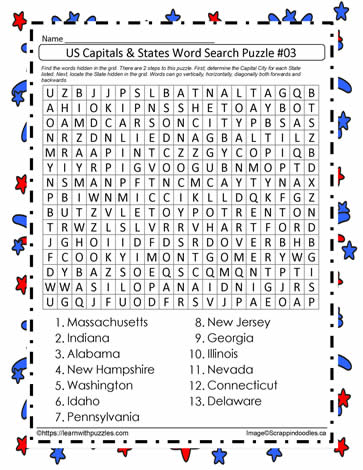 States&Capitals US Wordsearch