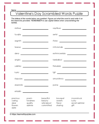 Valentine's Scrambled Letters #11