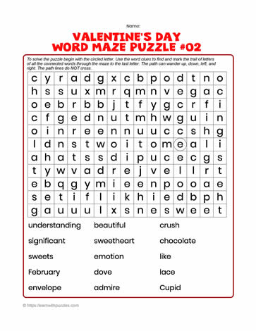 Valentine's Word Maze #02