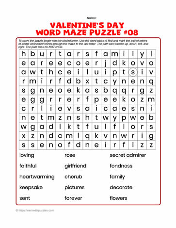 Valentine's Word Maze #08