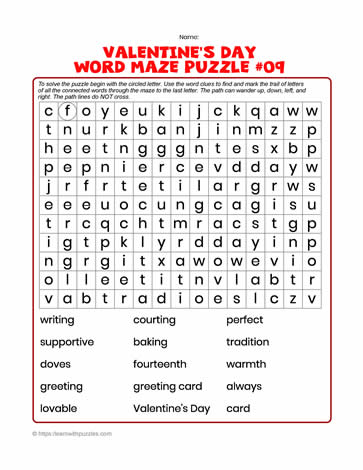 Valentine's Word Maze #09
