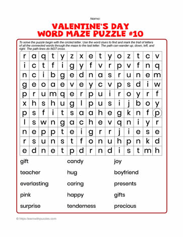 Valentine's Word Maze #10