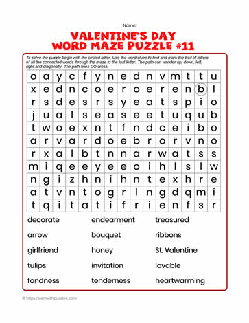 Valentine's Word Maze #11