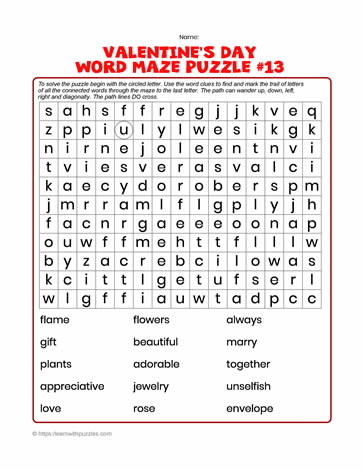 Valentine's Word Maze #13