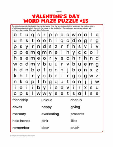 Valentine's Word Maze #15