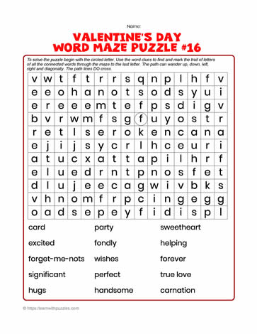 Valentine's Word Maze #16