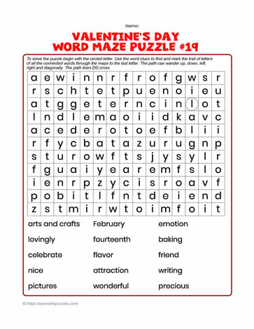 Valentine's Word Maze #19