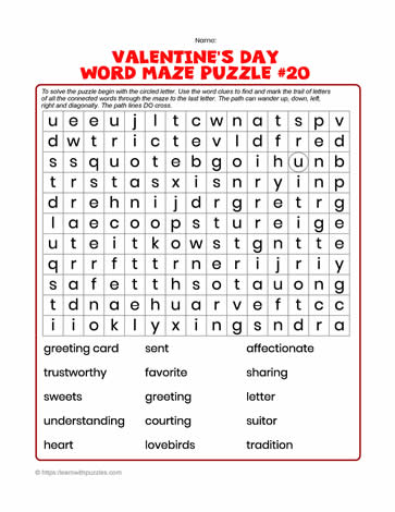 Valentine's Word Maze #20