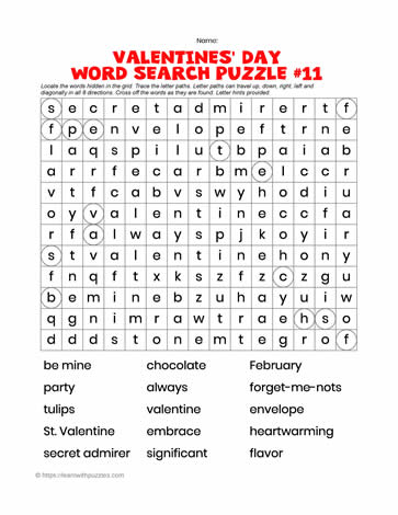 Valentine's Word Search #11