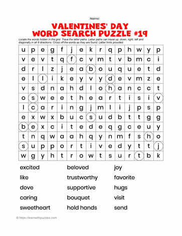 Valentine's Word Search #19