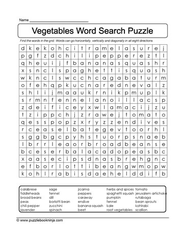 Word Search the Veggies