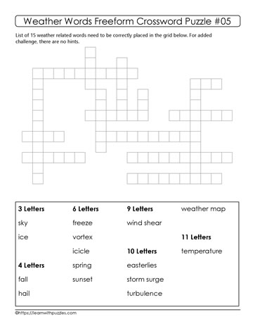 15 Weather Words Puzzle