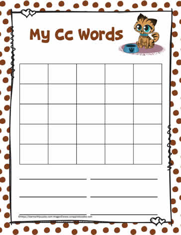 Letter C Activity Word Search