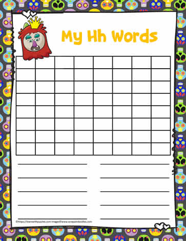 Word Search Activity Letter H