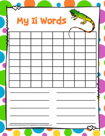 Word Search Activity Letter I