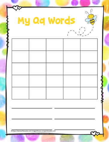 Letter Q Activity Word Search