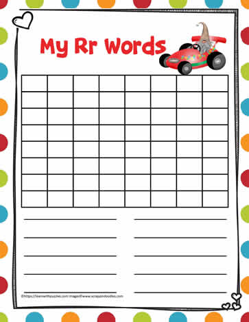 Word Search Activity Letter R