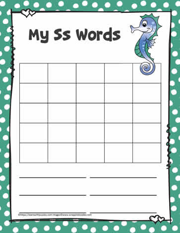 Letter S Activity Word Search