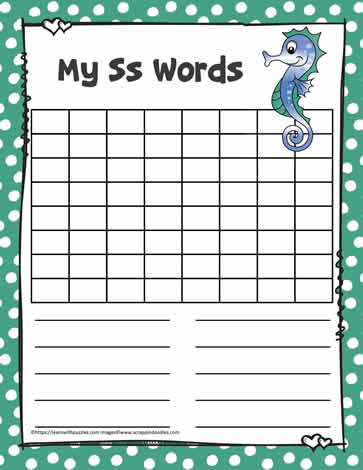 Word Search Activity Letter S