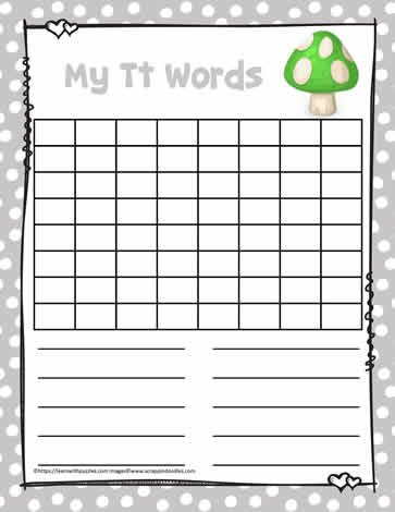 Word Search Activity Letter T