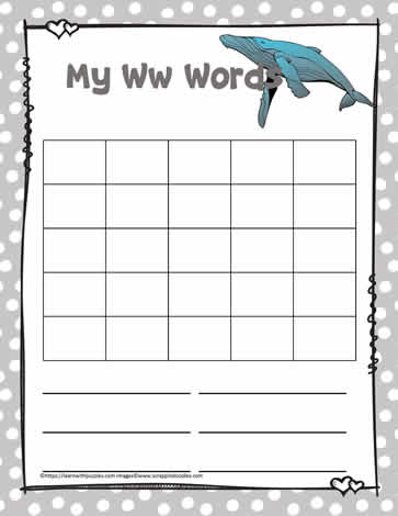 Letter W Activity Word Search