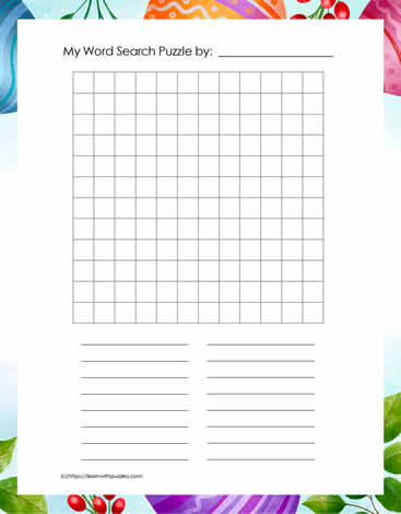 12 x 12 Blank Word Search Easter