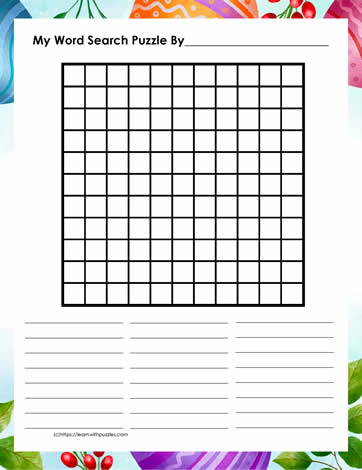 11x11 Blank Word Search Easter