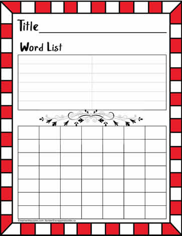 Word Search Template #09