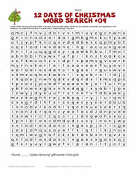 12 Days Christmas Word Search #09
