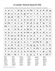 Four Letter Words Puzzle 12