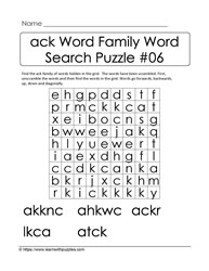 ack Word Family Activity