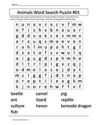 Animal Word Search 01
