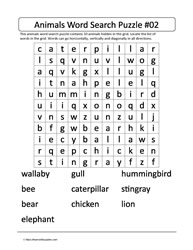 Animal Word Search 02