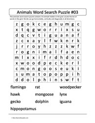 Animal Word Search 03