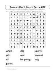 Animal Word Search 07