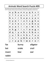 Animal Word Search 09