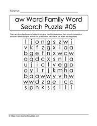 aw Word Family Activity