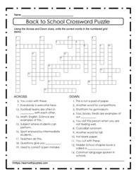 Back To School Crossword #01