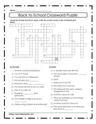 Back To School Crossword #09