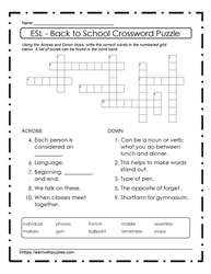 ESL -  Back To School Puzzle #15