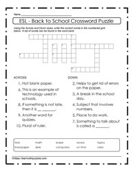ESL -  Back To School Puzzle #16