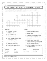 ESL -  Back To School Puzzle #18