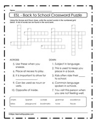 ESL -  Back To School Puzzle #19