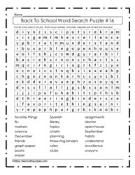 Back to School Word Search #16