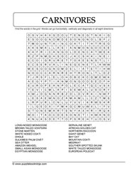 Carnivore Words Puzzle