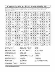 Chemistry Vocab Word Maze #01