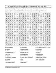 Chemistry Vocab Scrambled Word Maze #01