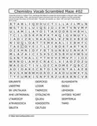 Chemistry Vocab Scrambled Word Maze #02