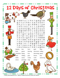 Christmas Word Search 12 Days #01