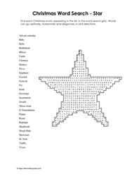 Christmas Wordsearch Star #01